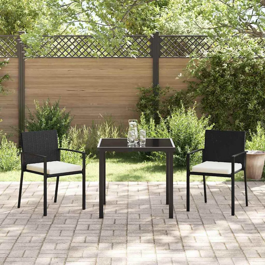 Ensemble de salle à manger pour jardin 3 pcs Noir - 4