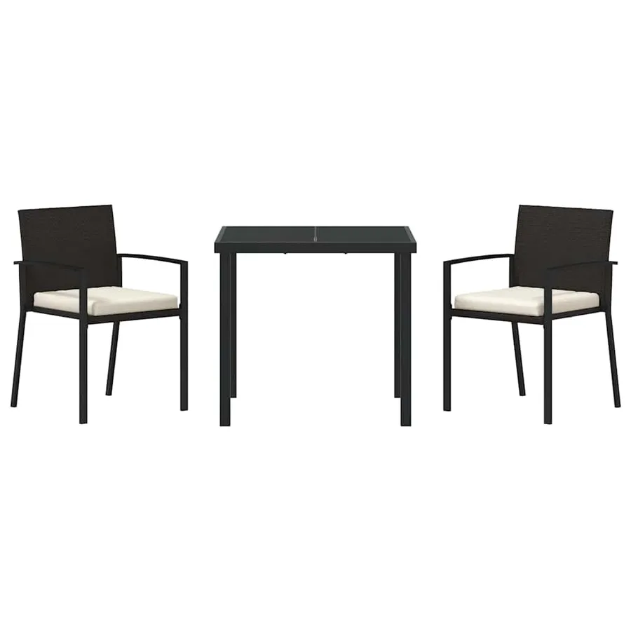 Ensemble de salle à manger pour jardin 3 pcs Noir - 7
