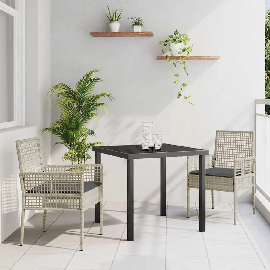 Ensemble de salle à manger pour jardin 3 pcs Gris clair