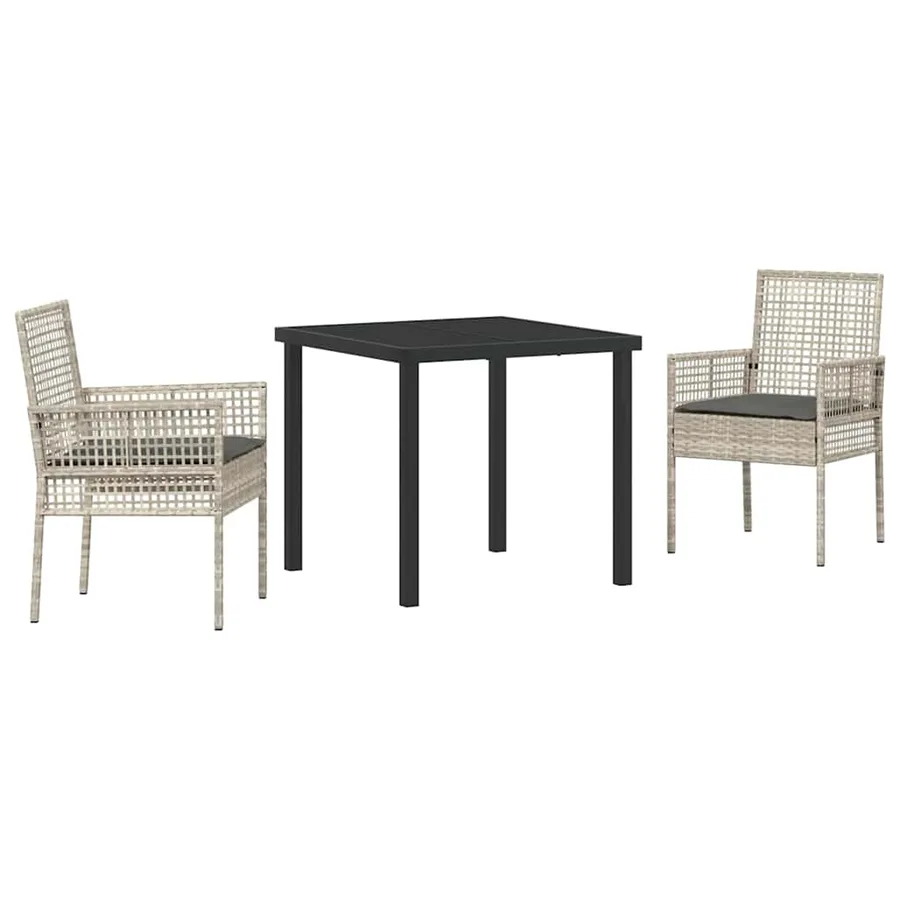Ensemble de salle à manger pour jardin 3 pcs Gris clair - 2