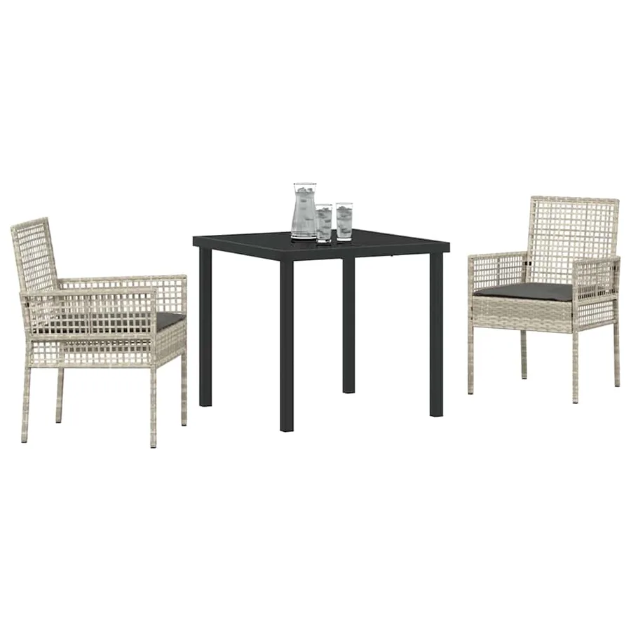 Ensemble de salle à manger pour jardin 3 pcs Gris clair - 3