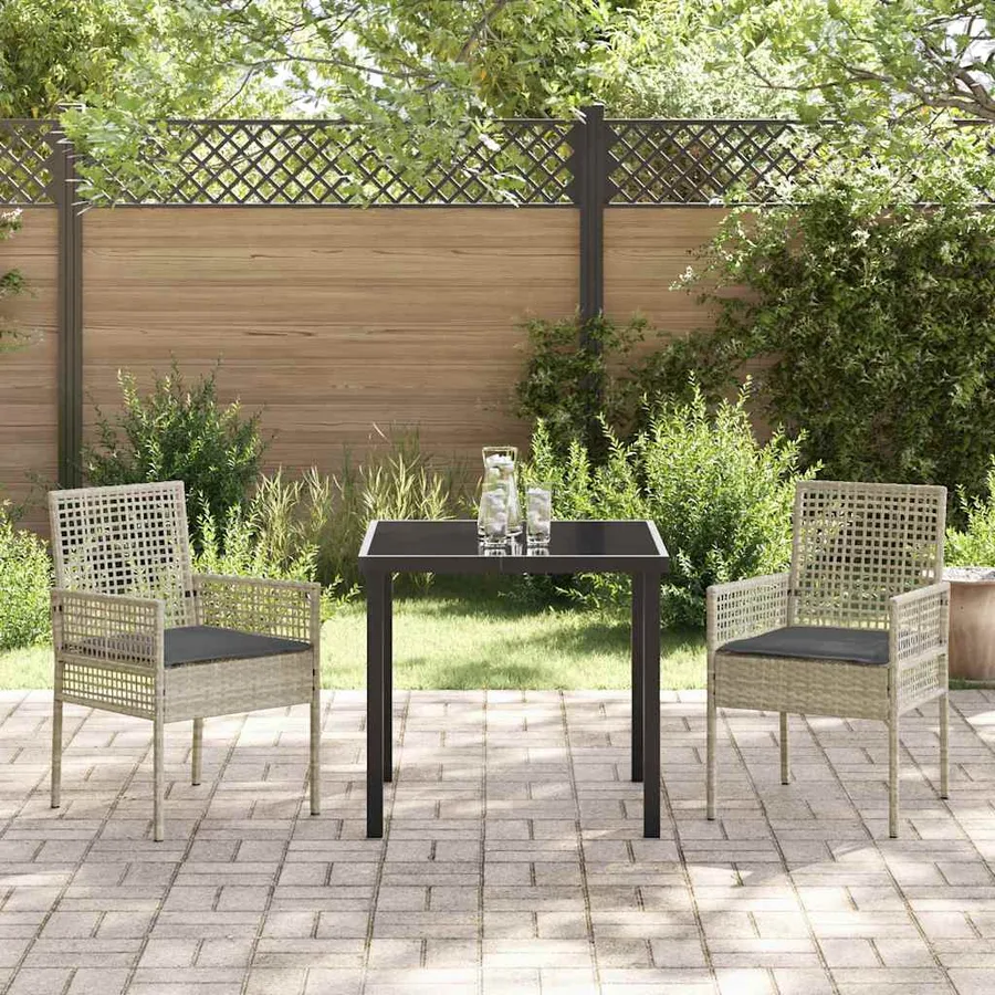 Ensemble de salle à manger pour jardin 3 pcs Gris clair - 4