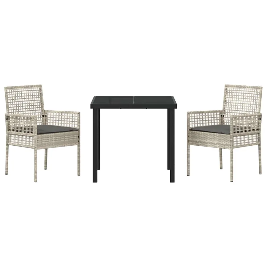 Ensemble de salle à manger pour jardin 3 pcs Gris clair - 7