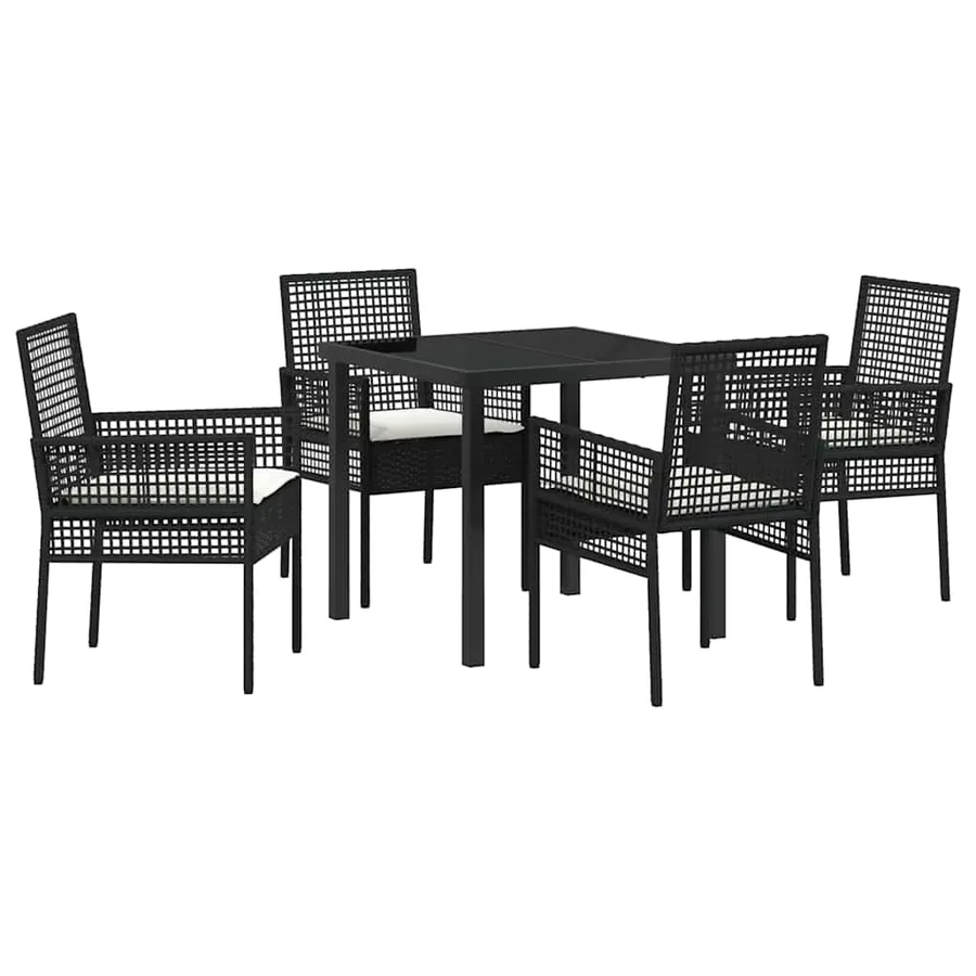 Ensemble de salle à manger pour jardin 5 pcs Noir polyrotin - 2