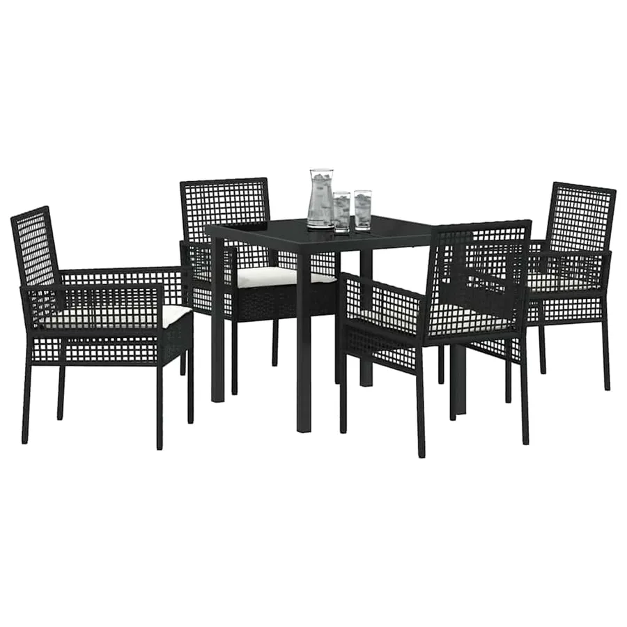Ensemble de salle à manger pour jardin 5 pcs Noir polyrotin - 3