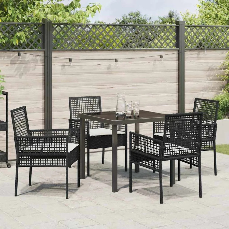 Ensemble de salle à manger pour jardin 5 pcs Noir polyrotin - 4