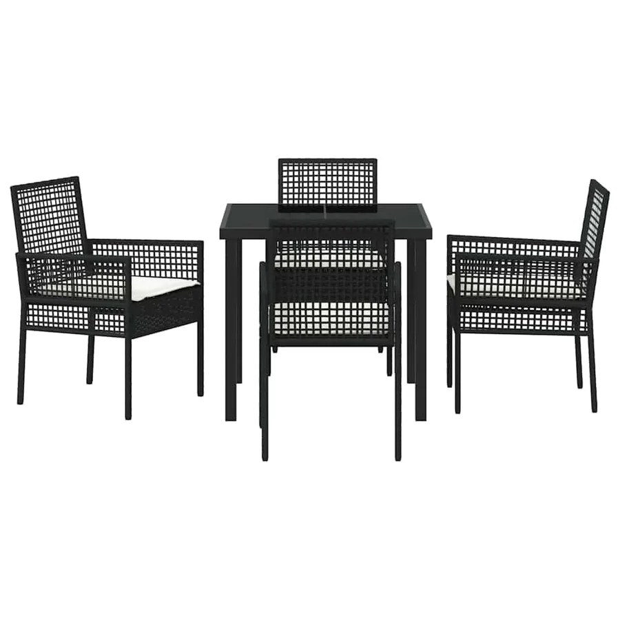 Ensemble de salle à manger pour jardin 5 pcs Noir polyrotin - 7