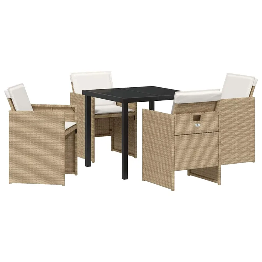 Ensemble de salle à manger pour jardin 5 pcs Beige polyrotin - 2