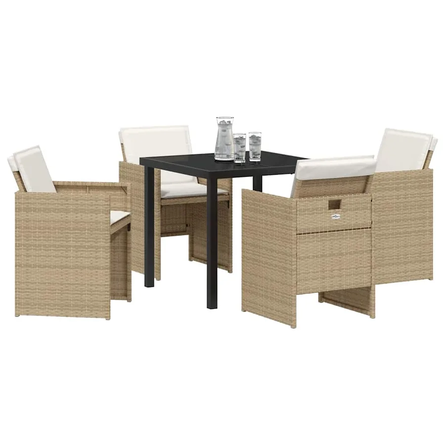 Ensemble de salle à manger pour jardin 5 pcs Beige polyrotin - 3