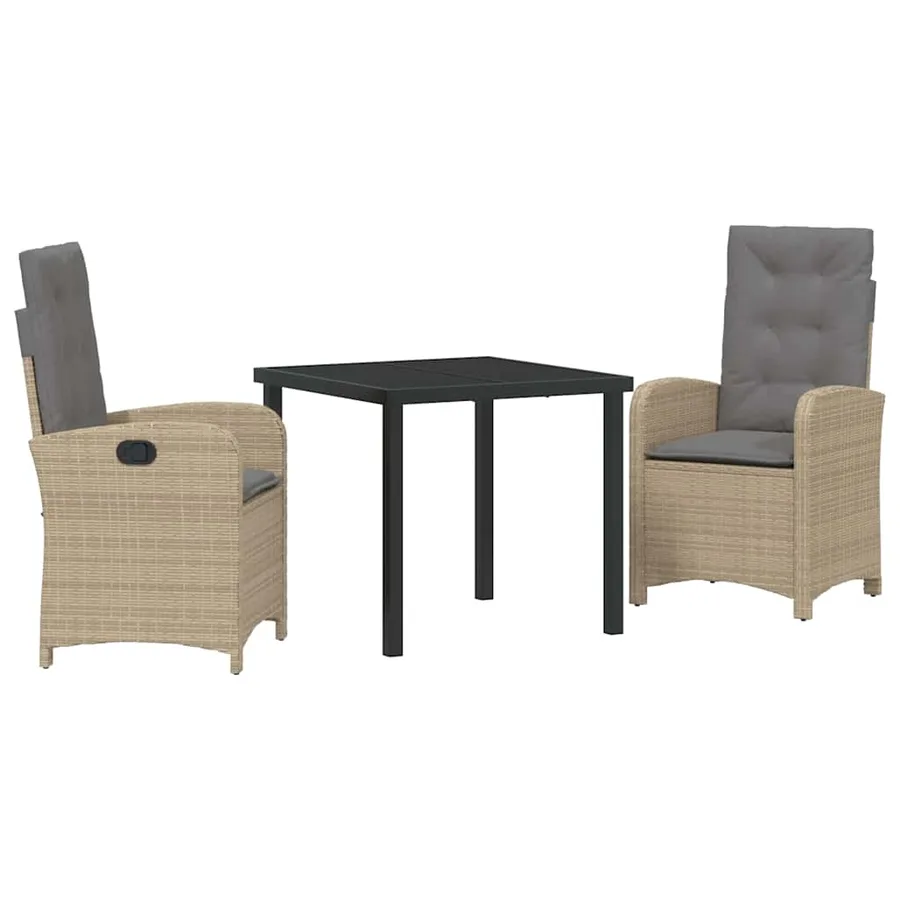 Ensemble de salle à manger pour jardin 3 pcs Beige polyrotin - 2
