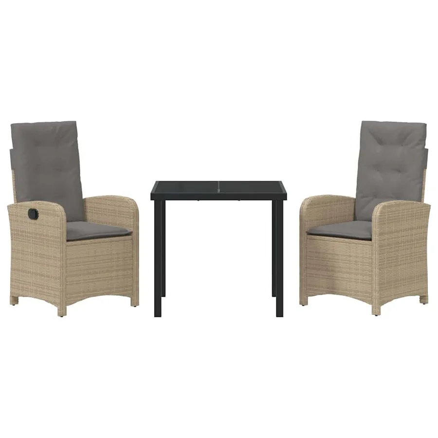 Ensemble de salle à manger pour jardin 3 pcs Beige polyrotin - 6
