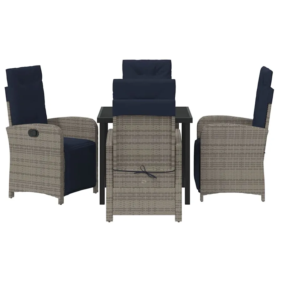 Ensemble de salle à manger pour jardin 5 pcs Gris polyrotin - 7