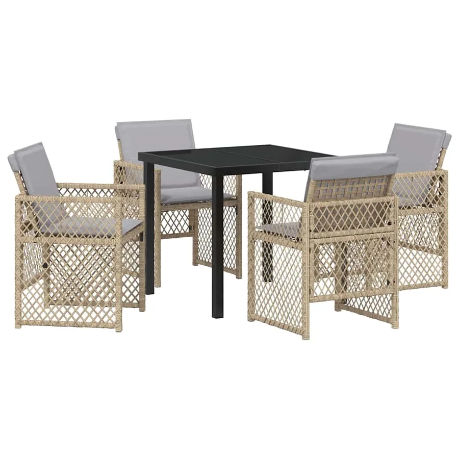 Ensemble de salle à manger pour jardin 5 pcs Beige polyrotin - 2