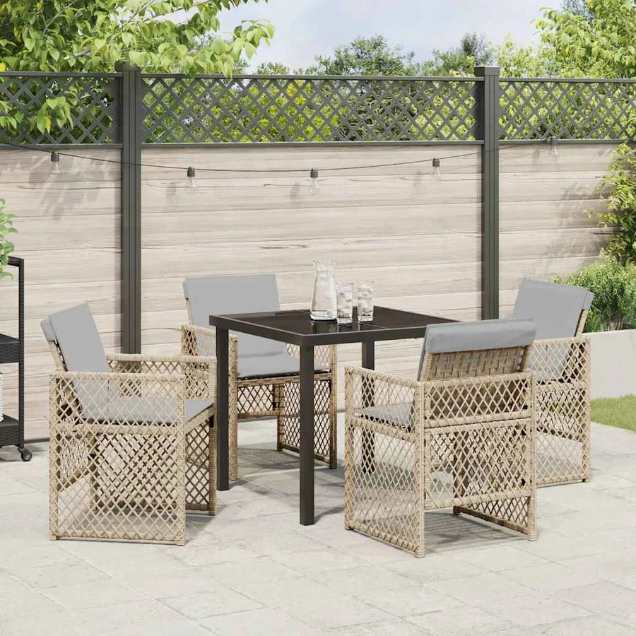Ensemble de salle à manger pour jardin 5 pcs Beige polyrotin - 4