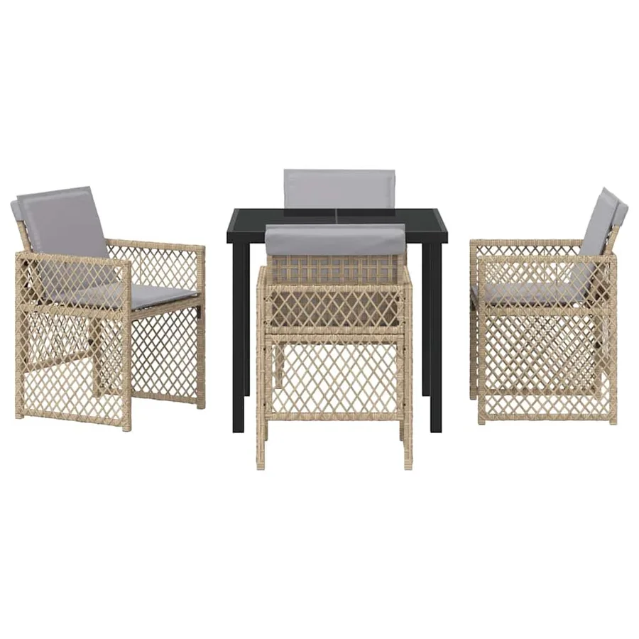 Ensemble de salle à manger pour jardin 5 pcs Beige polyrotin - 7