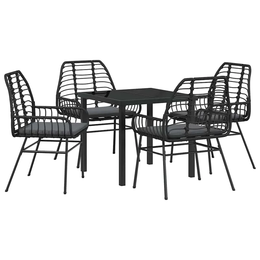 Ensemble de salle à manger pour jardin 5 pcs Noir polyrotin - 2