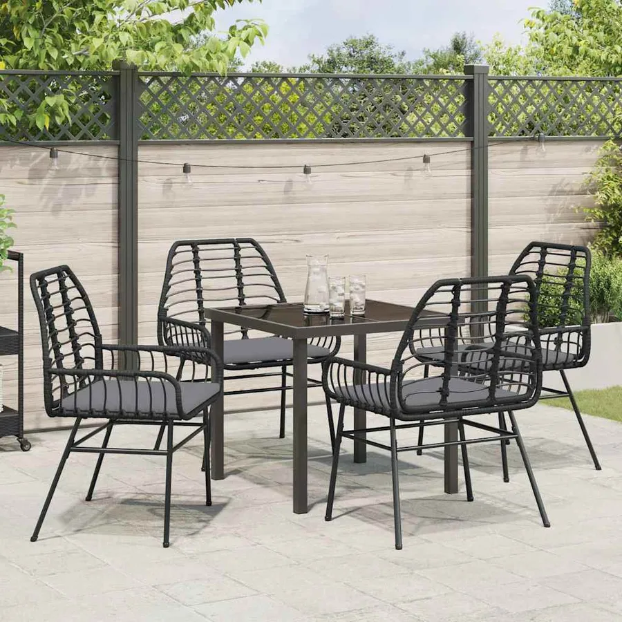 Ensemble de salle à manger pour jardin 5 pcs Noir polyrotin - 4