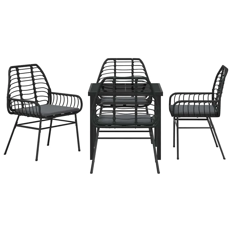 Ensemble de salle à manger pour jardin 5 pcs Noir polyrotin - 7