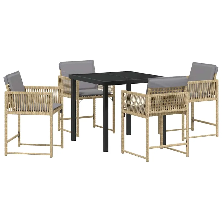 Ensemble de salle à manger pour jardin 5 pcs Beige polyrotin - 2