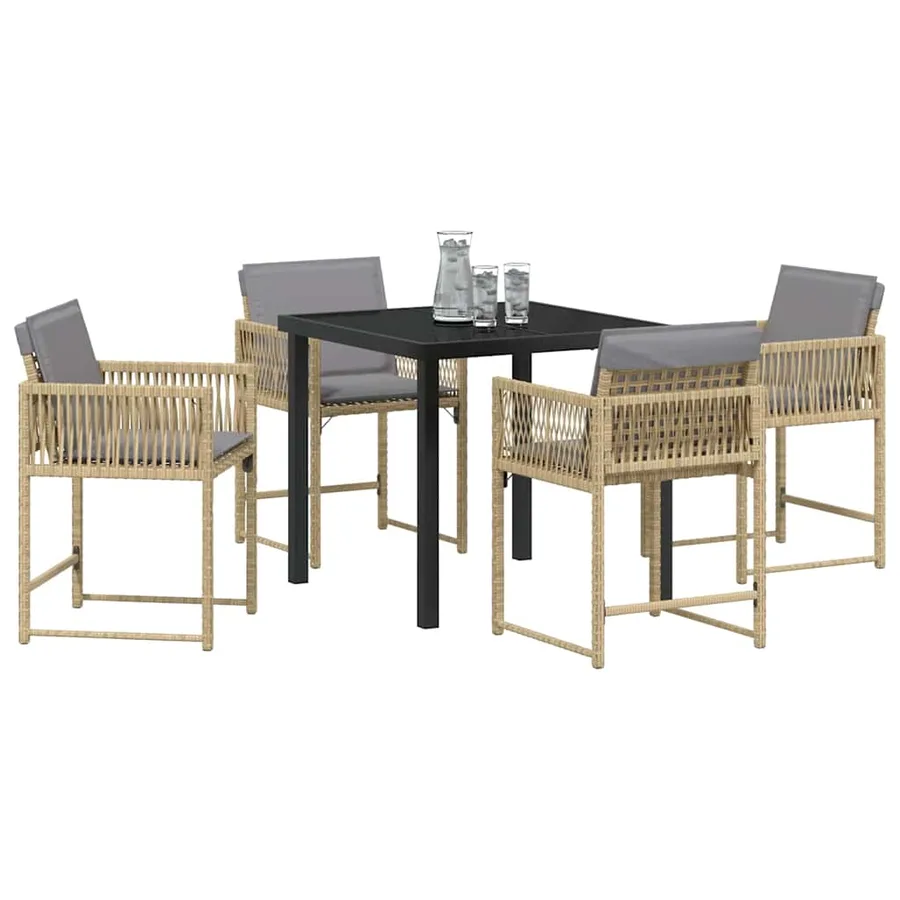 Ensemble de salle à manger pour jardin 5 pcs Beige polyrotin - 3