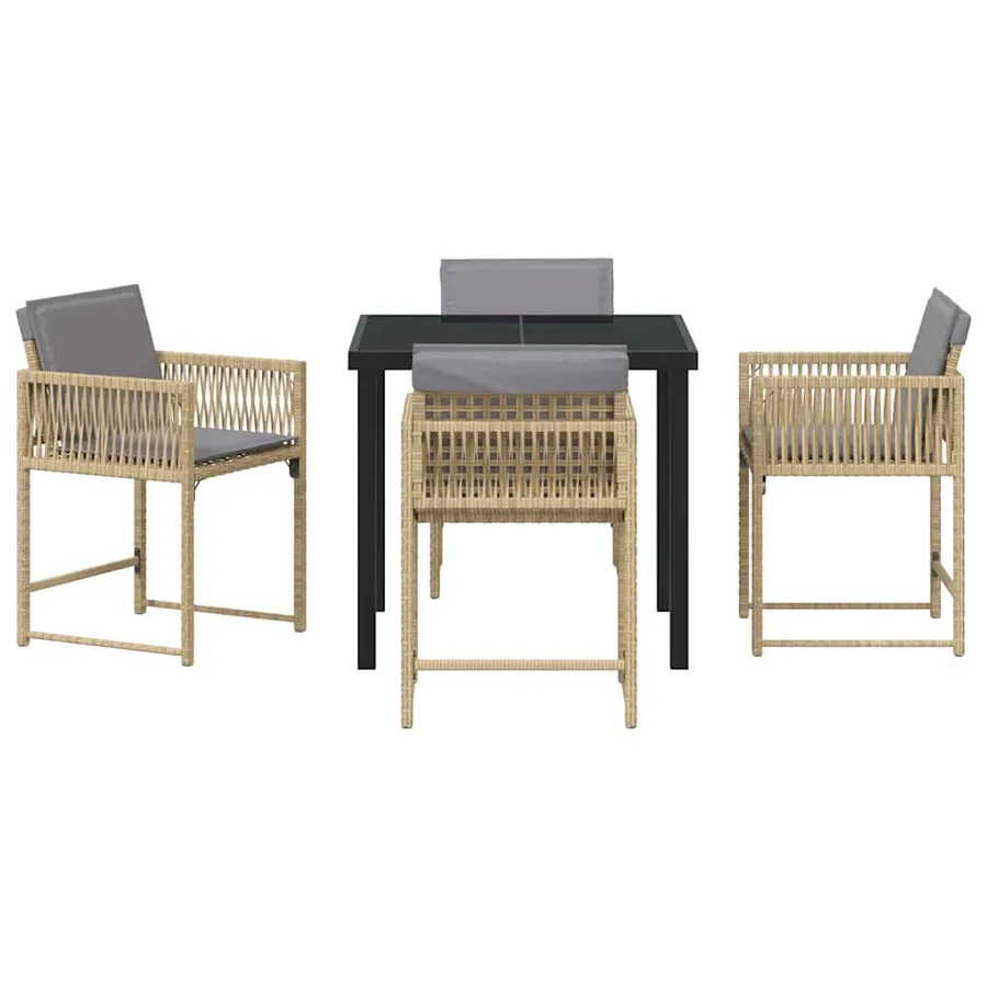 Ensemble de salle à manger pour jardin 5 pcs Beige polyrotin - 7