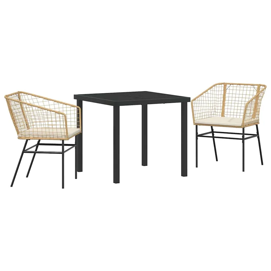 Ensemble de salle à manger pour jardin 3 pcs Marron polyrotin - 2