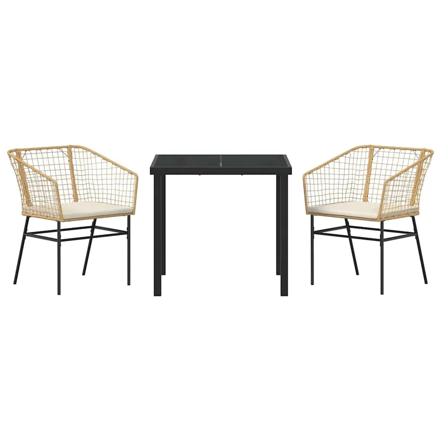 Ensemble de salle à manger pour jardin 3 pcs Marron polyrotin - 7