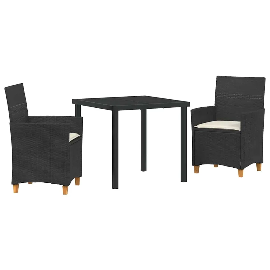 Ensemble de salle à manger pour jardin 3 pcs Noir polyrotin - 2