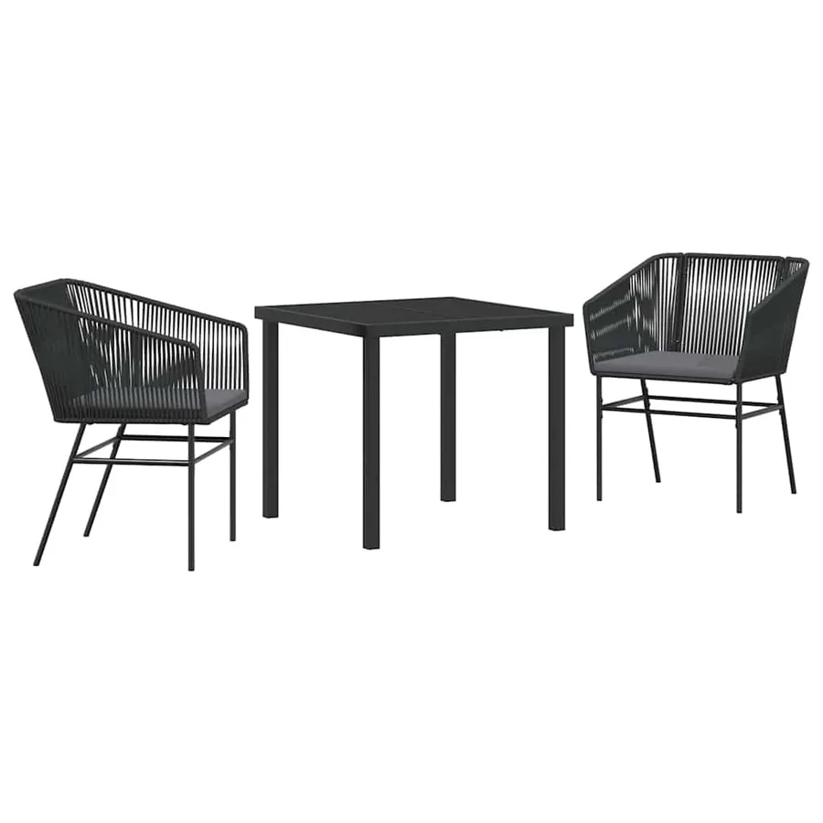 Ensemble de salle à manger pour jardin avec coussin 3 pcs Noir - 2