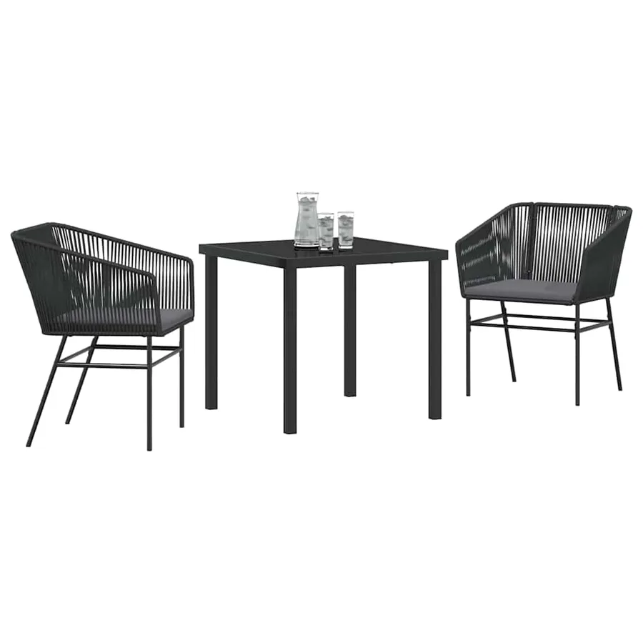 Ensemble de salle à manger pour jardin avec coussin 3 pcs Noir - 3