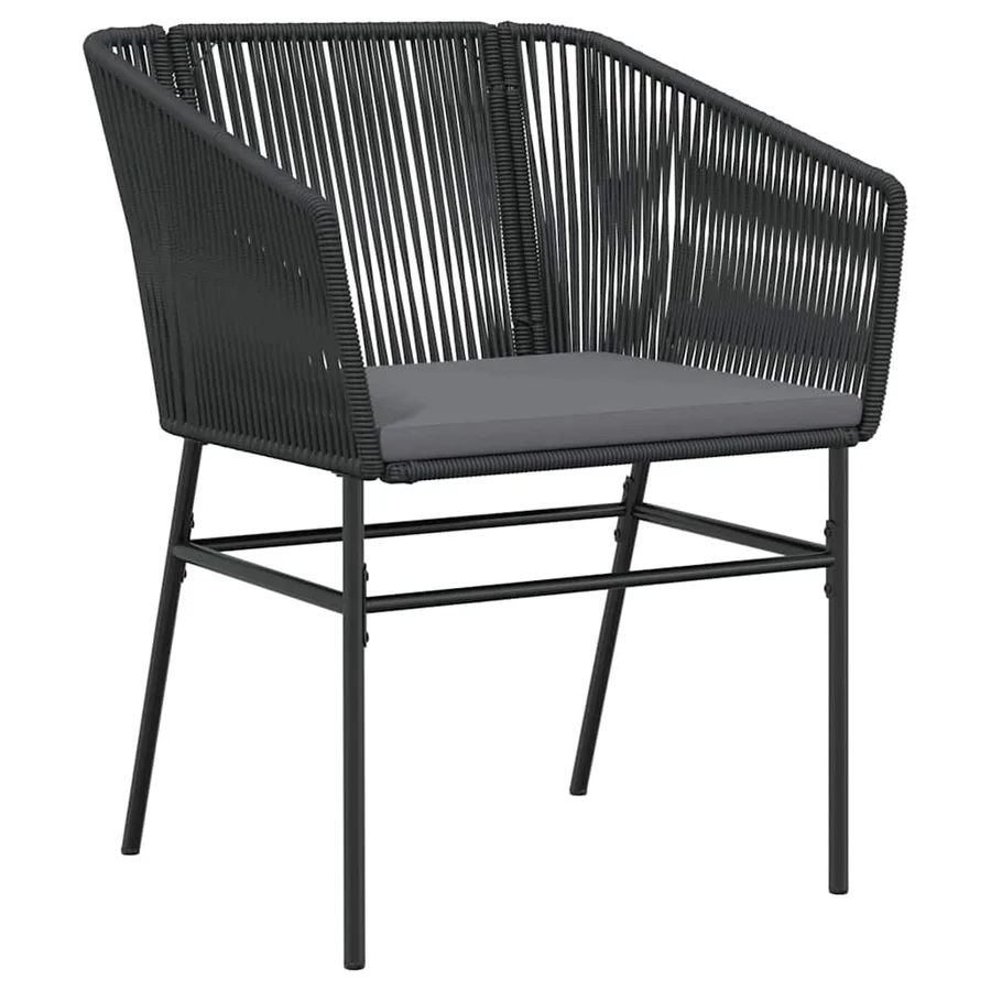 Ensemble de salle à manger pour jardin avec coussin 3 pcs Noir - 6