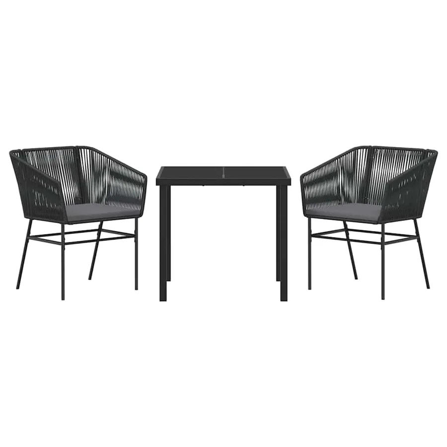 Ensemble de salle à manger pour jardin avec coussin 3 pcs Noir - 7