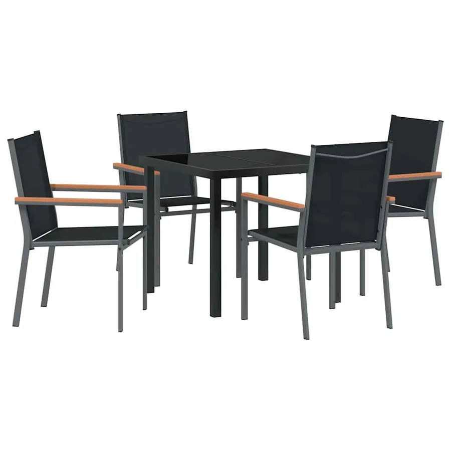 Ensemble de salle à manger pour jardin 5 pcs Noir - 2