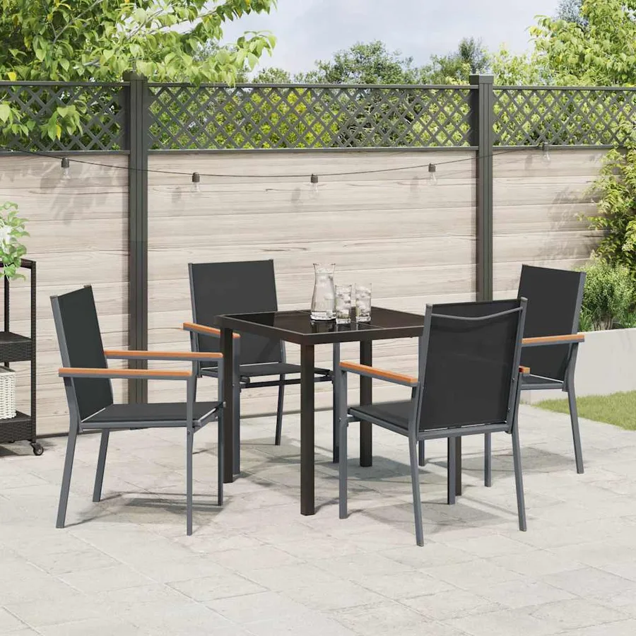 Ensemble de salle à manger pour jardin 5 pcs Noir - 4