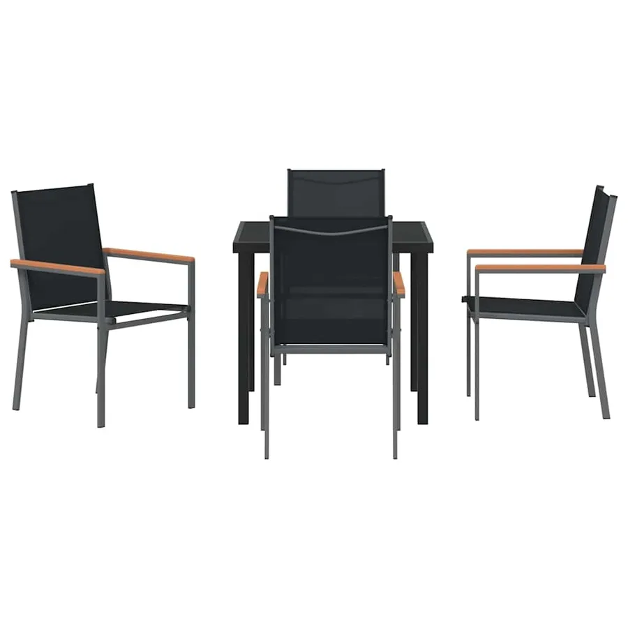 Ensemble de salle à manger pour jardin 5 pcs Noir - 7