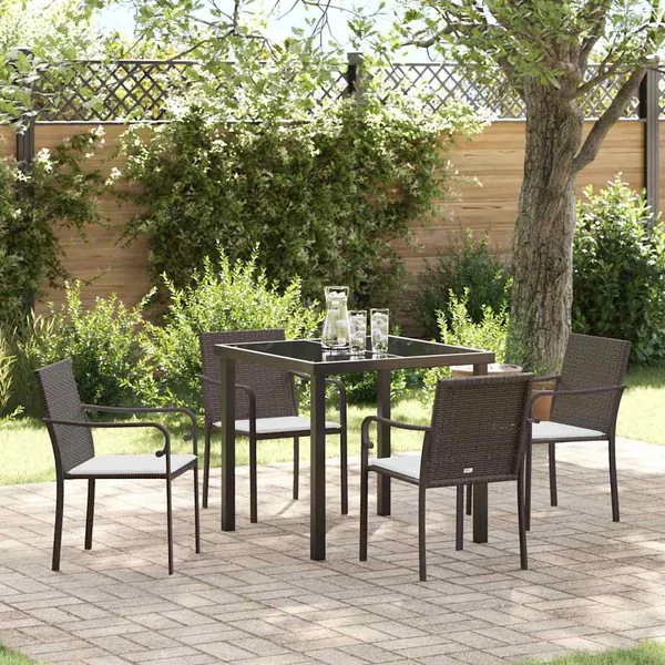 Ensemble de salle à manger pour jardin 5 pcs Marron et Noir