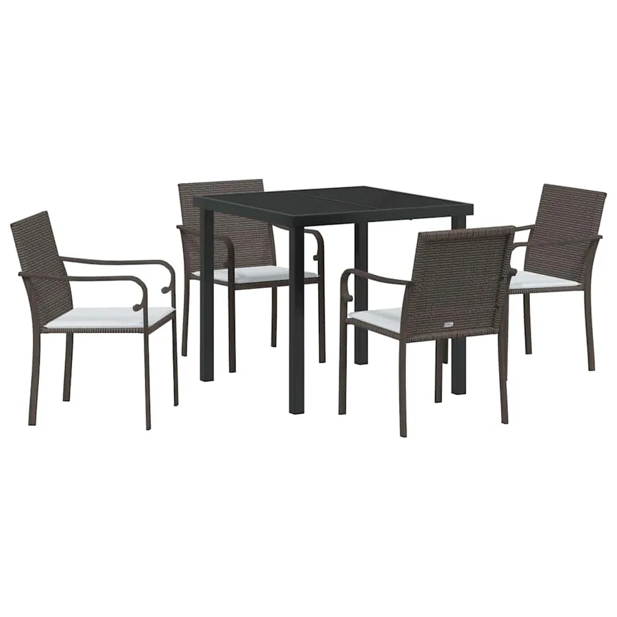 Ensemble de salle à manger pour jardin 5 pcs Marron et Noir - 2