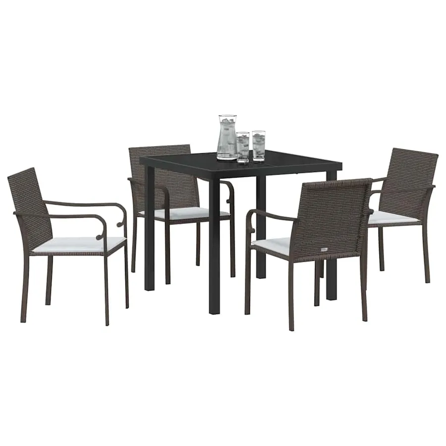 Ensemble de salle à manger pour jardin 5 pcs Marron et Noir - 3