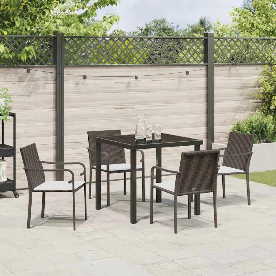 Ensemble de salle à manger pour jardin 5 pcs Marron et Noir - 4