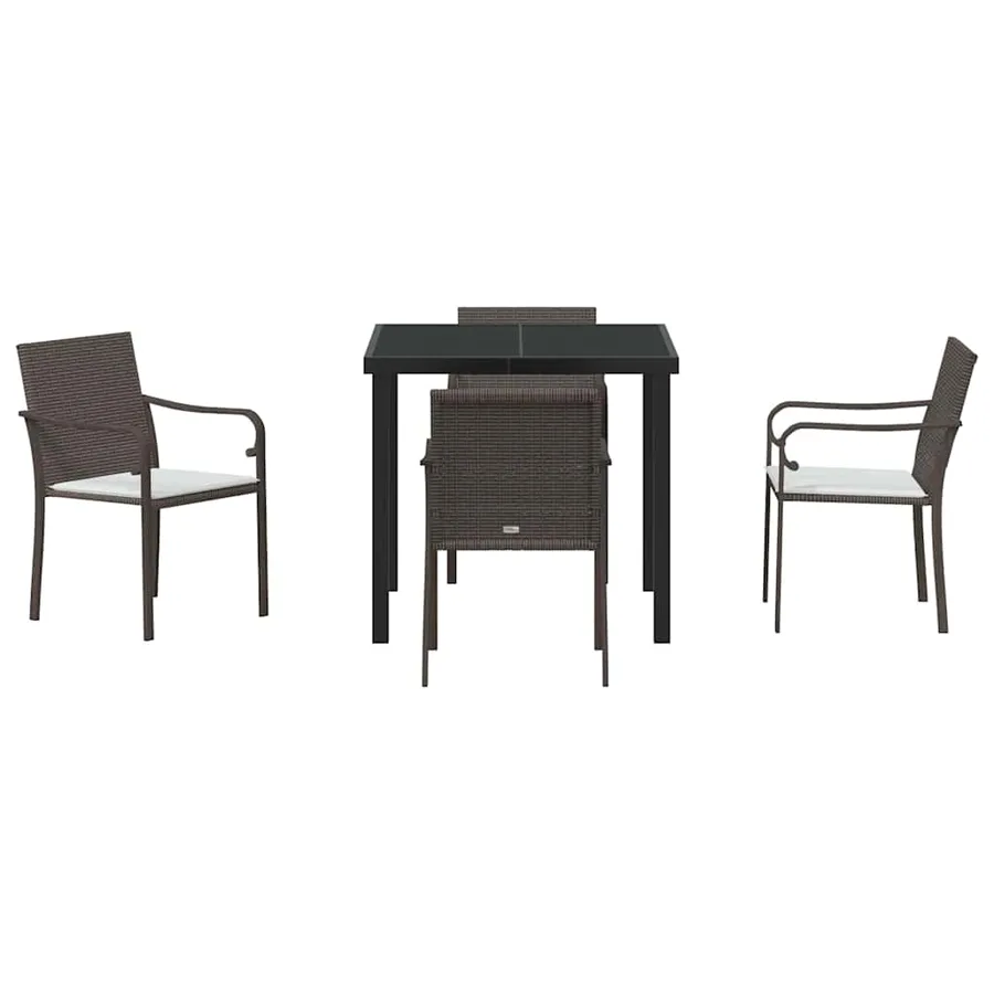 Ensemble de salle à manger pour jardin 5 pcs Marron et Noir - 7
