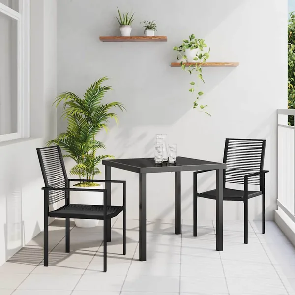 Ensemble de salle à manger pour jardin 3 pcs Noir