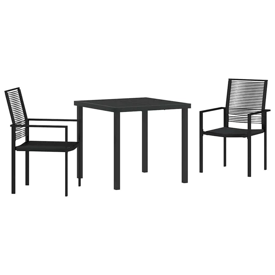 Ensemble de salle à manger pour jardin 3 pcs Noir - 2
