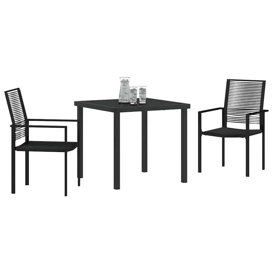 Ensemble de salle à manger pour jardin 3 pcs Noir - 3