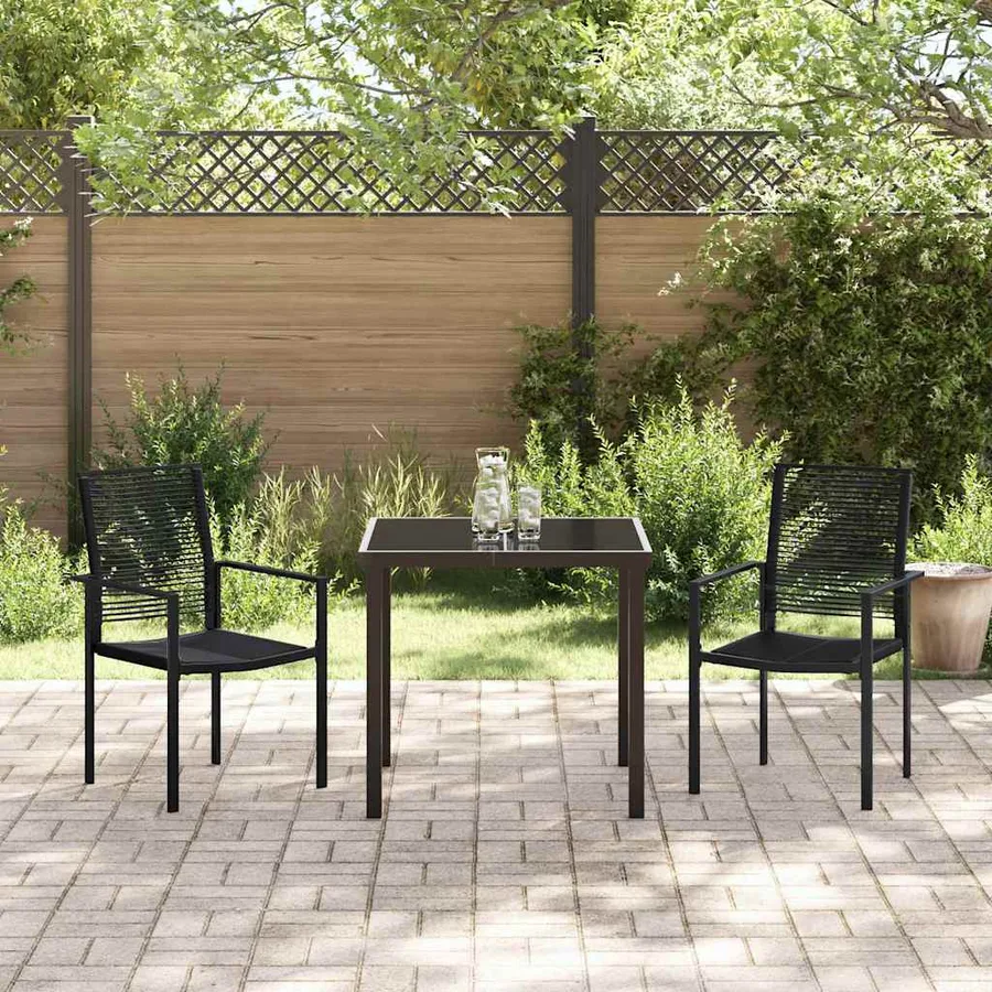 Ensemble de salle à manger pour jardin 3 pcs Noir - 4