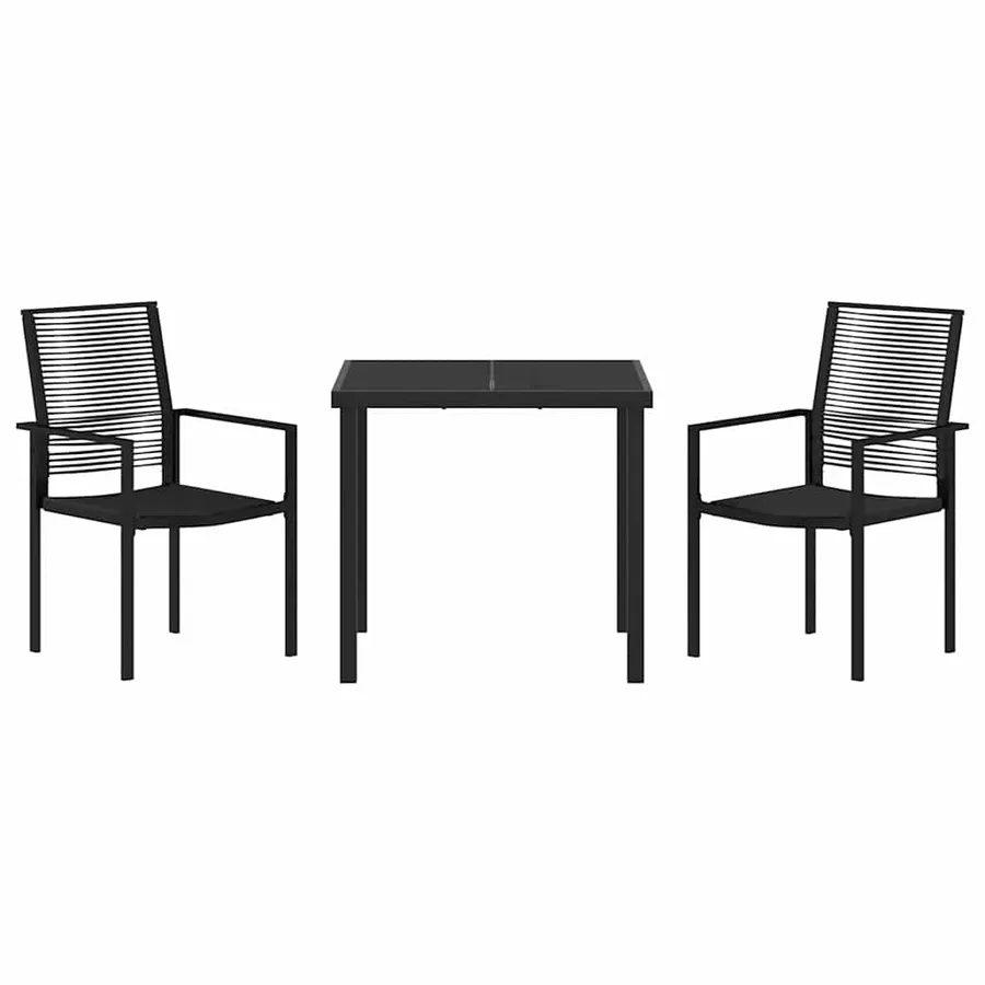 Ensemble de salle à manger pour jardin 3 pcs Noir - 7