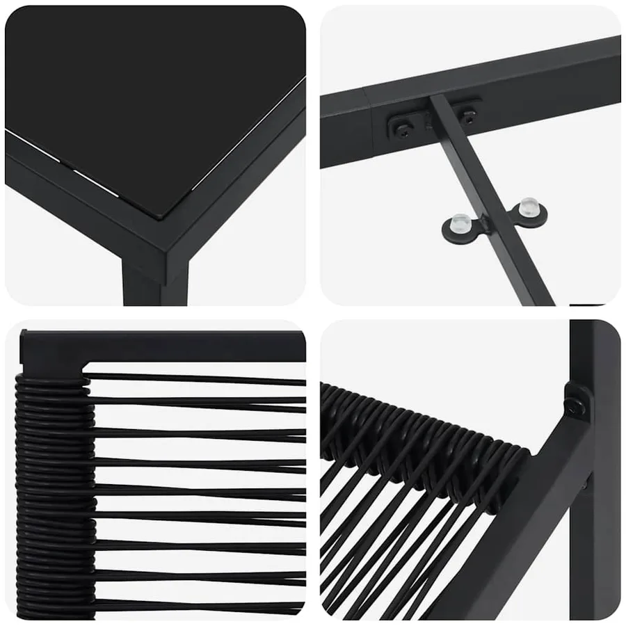 Ensemble de salle à manger pour jardin 3 pcs Noir - 9