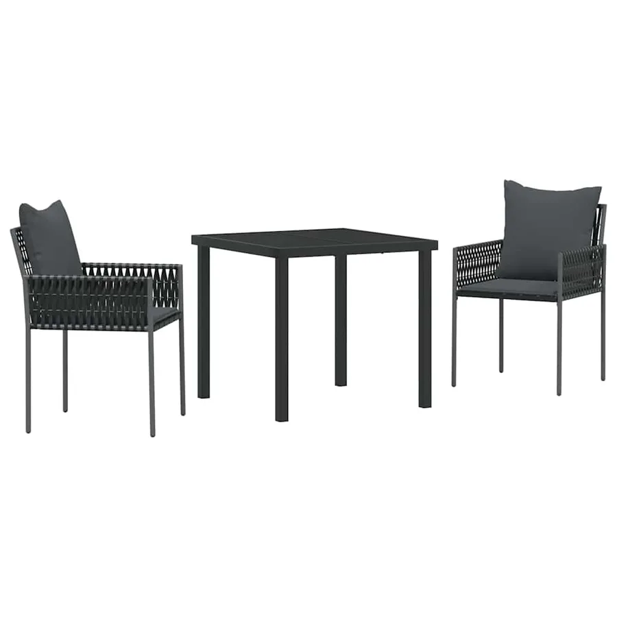 Ensemble de salle à manger pour jardin 3 pcs Noir et gris - 2