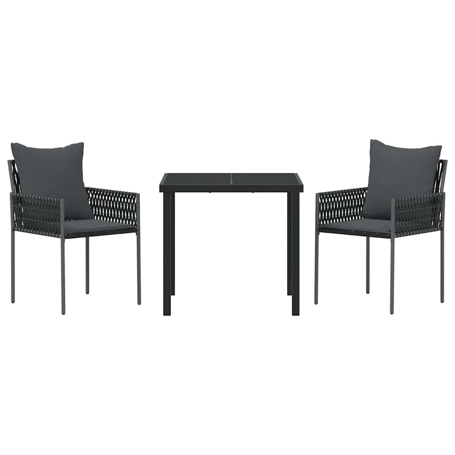 Ensemble de salle à manger pour jardin 3 pcs Noir et gris - 7
