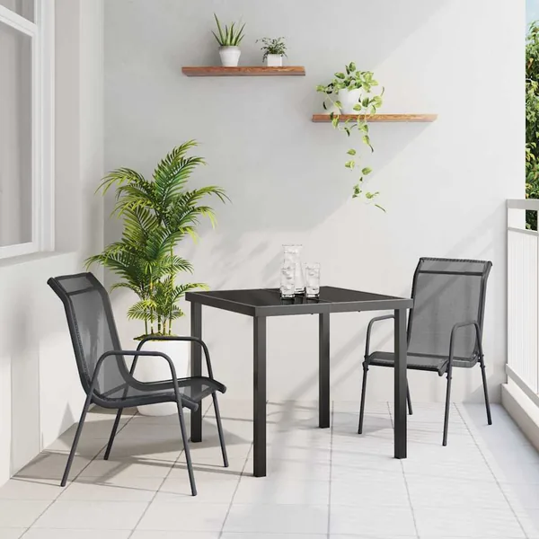 Ensemble de salle à manger pour jardin 3 pcs Noir