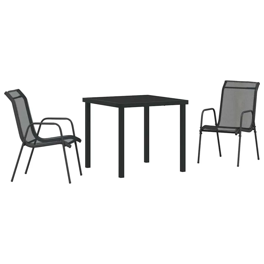 Ensemble de salle à manger pour jardin 3 pcs Noir - 2